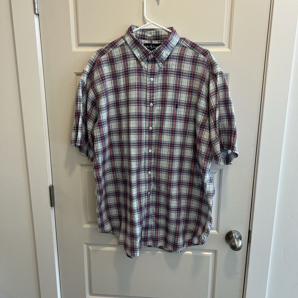 Vintage‎ Ralph Lauren Blake Men’s XL Multicolor Plaid Short Sleeve Button Down